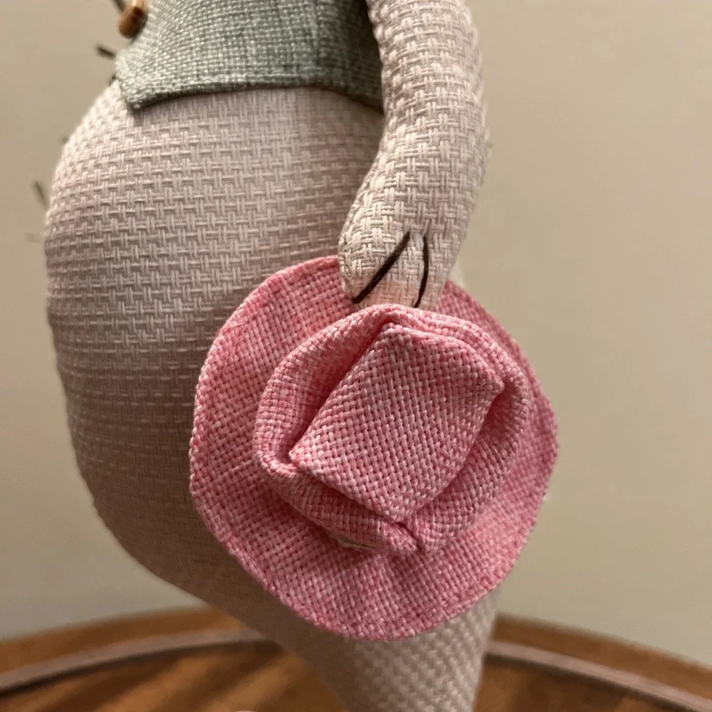 Rabbit Bunny Figurine Plush Standing Spring Easter Decor Vest Bow Tie